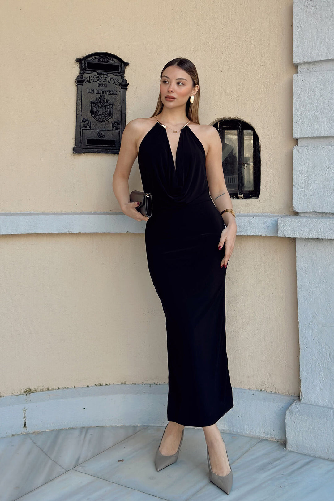 Inara Jewel Collar Bodycon Maxi Dress – TrenBee