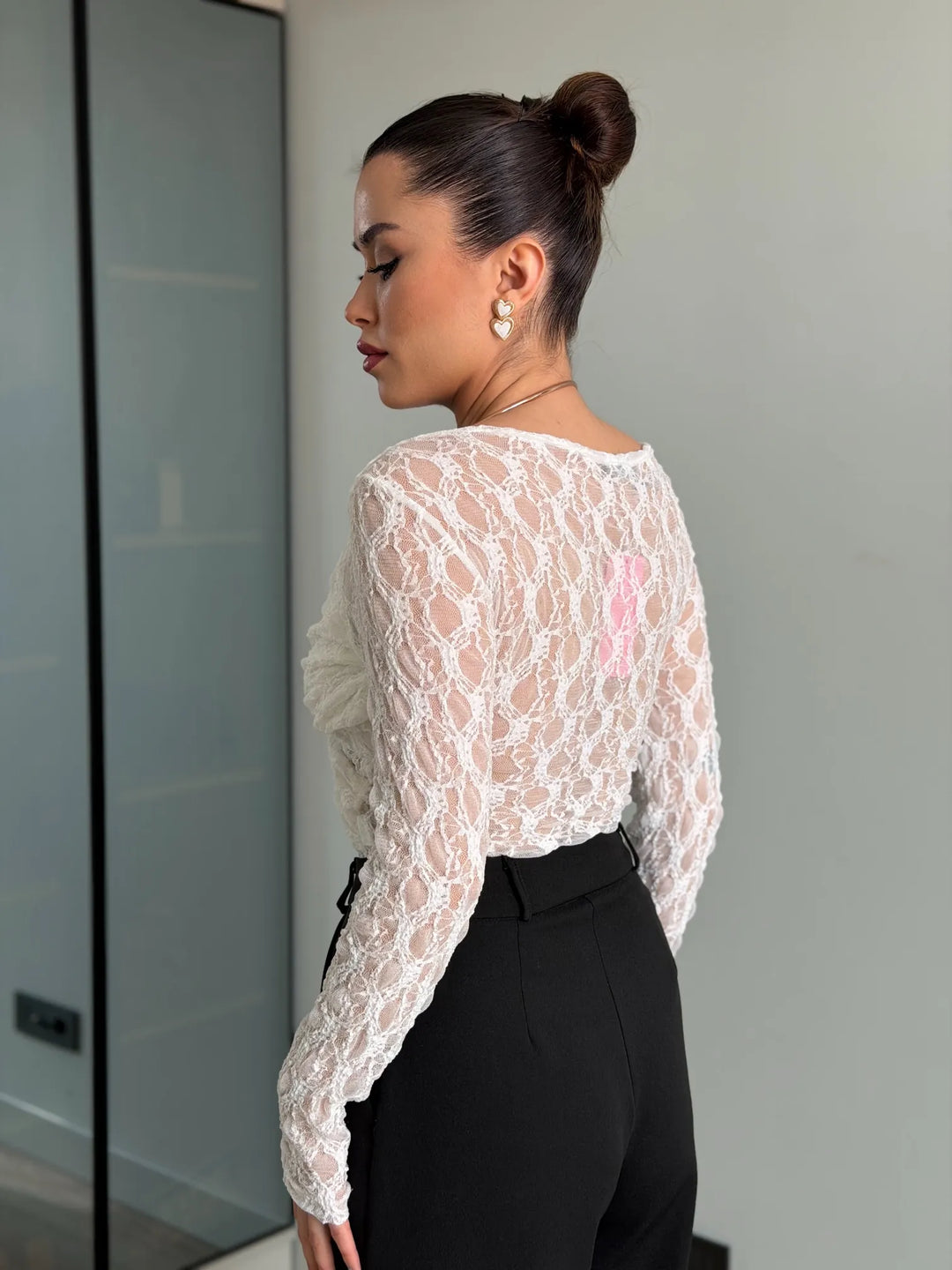 Kelsey Jewel Collar Mesh Bodysuit