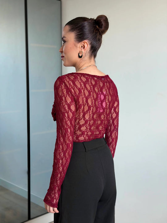 Kelsey Jewel Collar Mesh Bodysuit