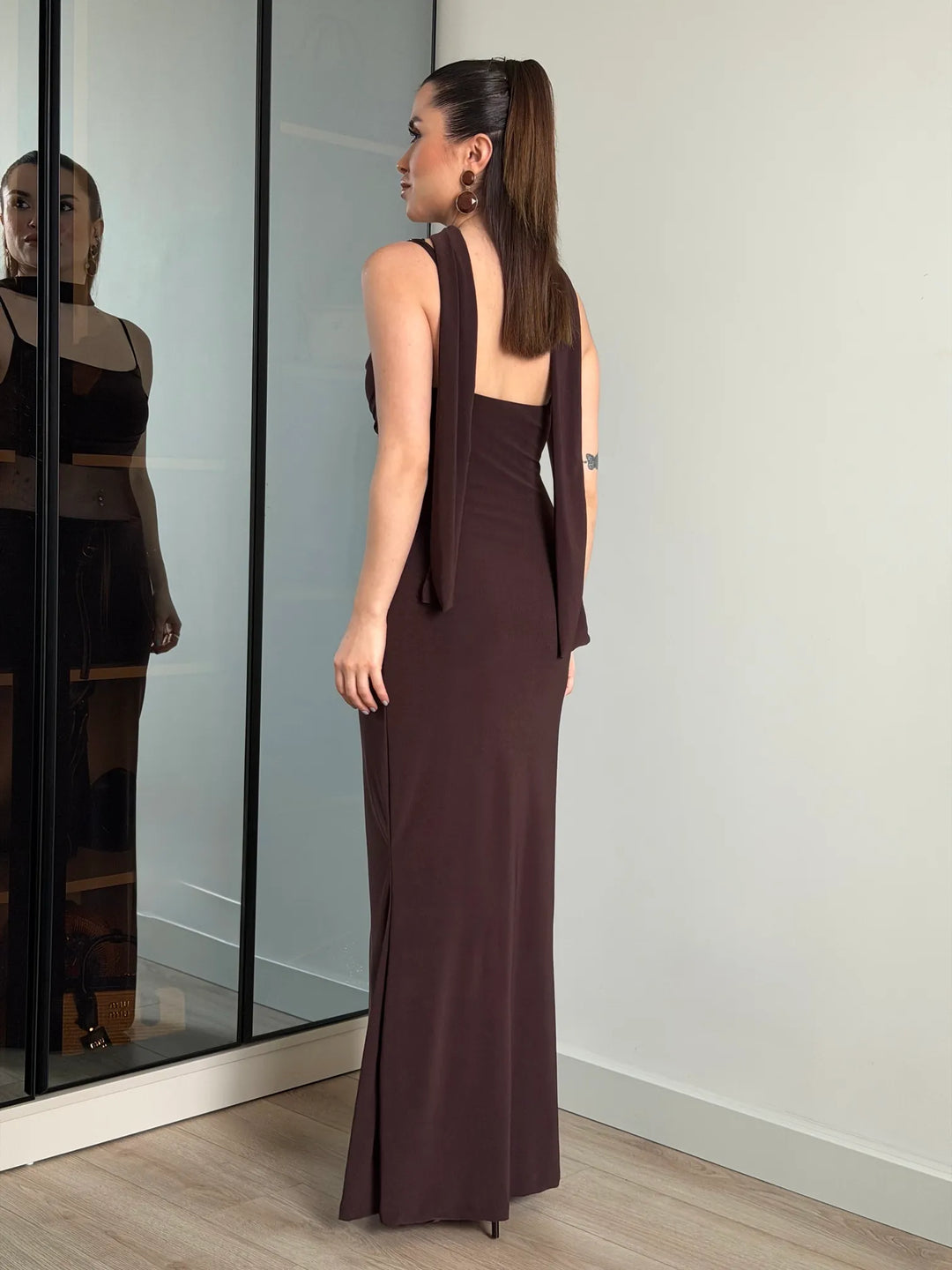 Scarlet Mesh Dress with Scarf