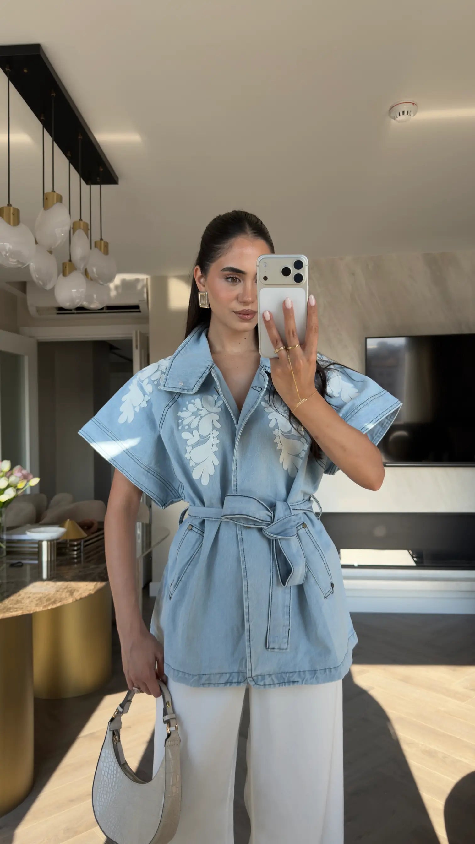 Lizzie Embroidered Denim Blouse