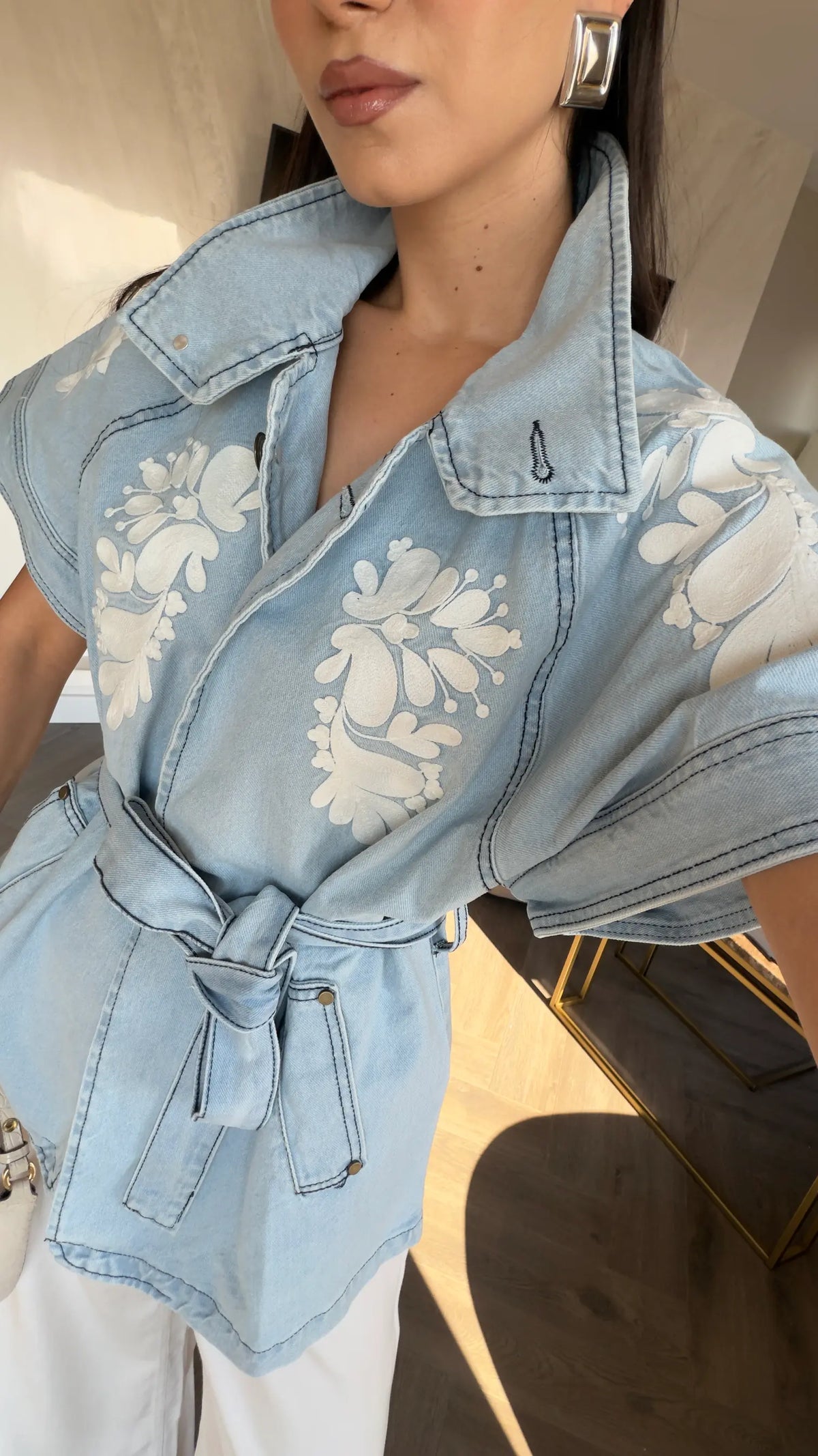 Lizzie Embroidered Denim Blouse