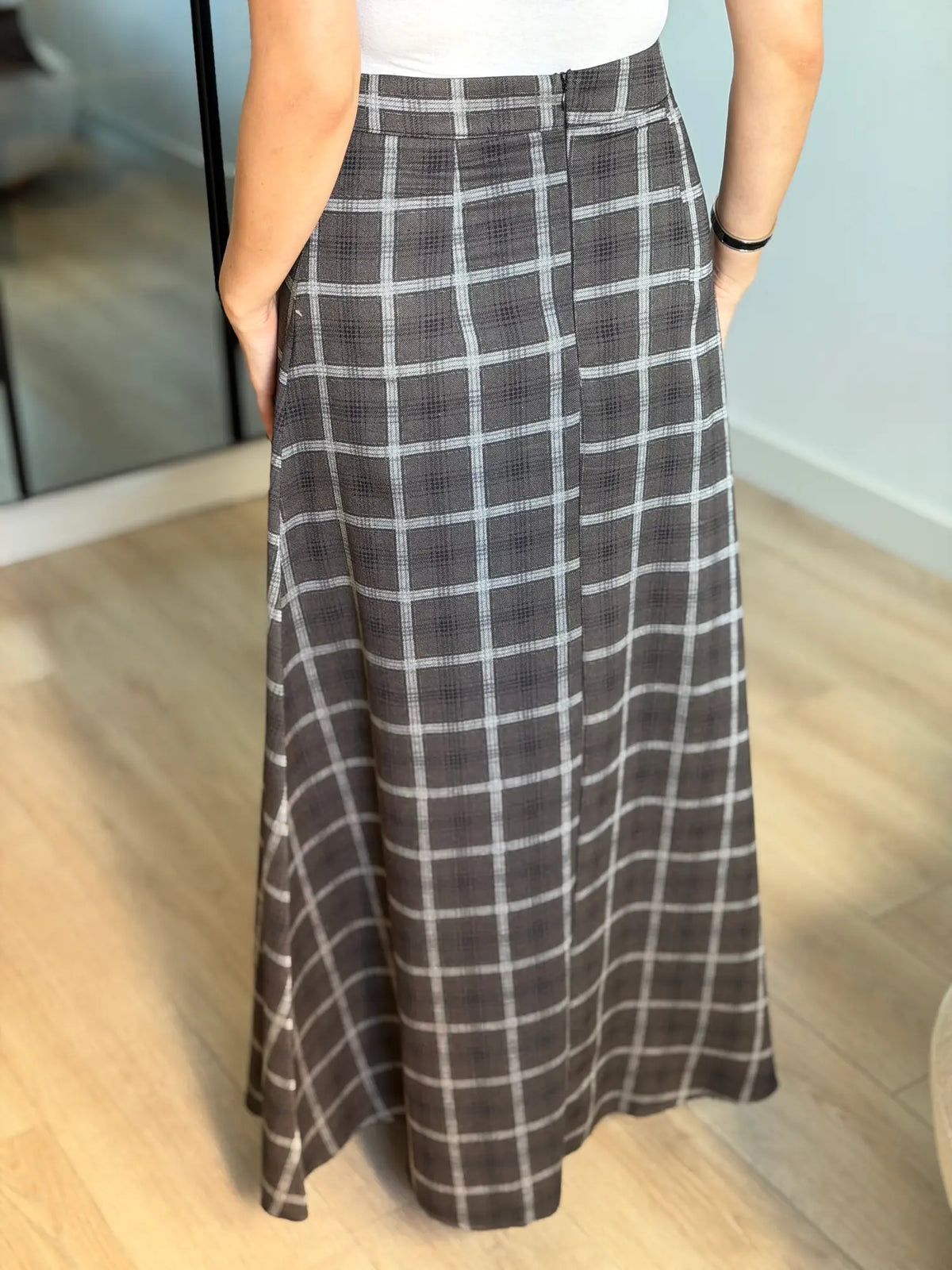 Irish Plaid Skirt with Slit Detailing