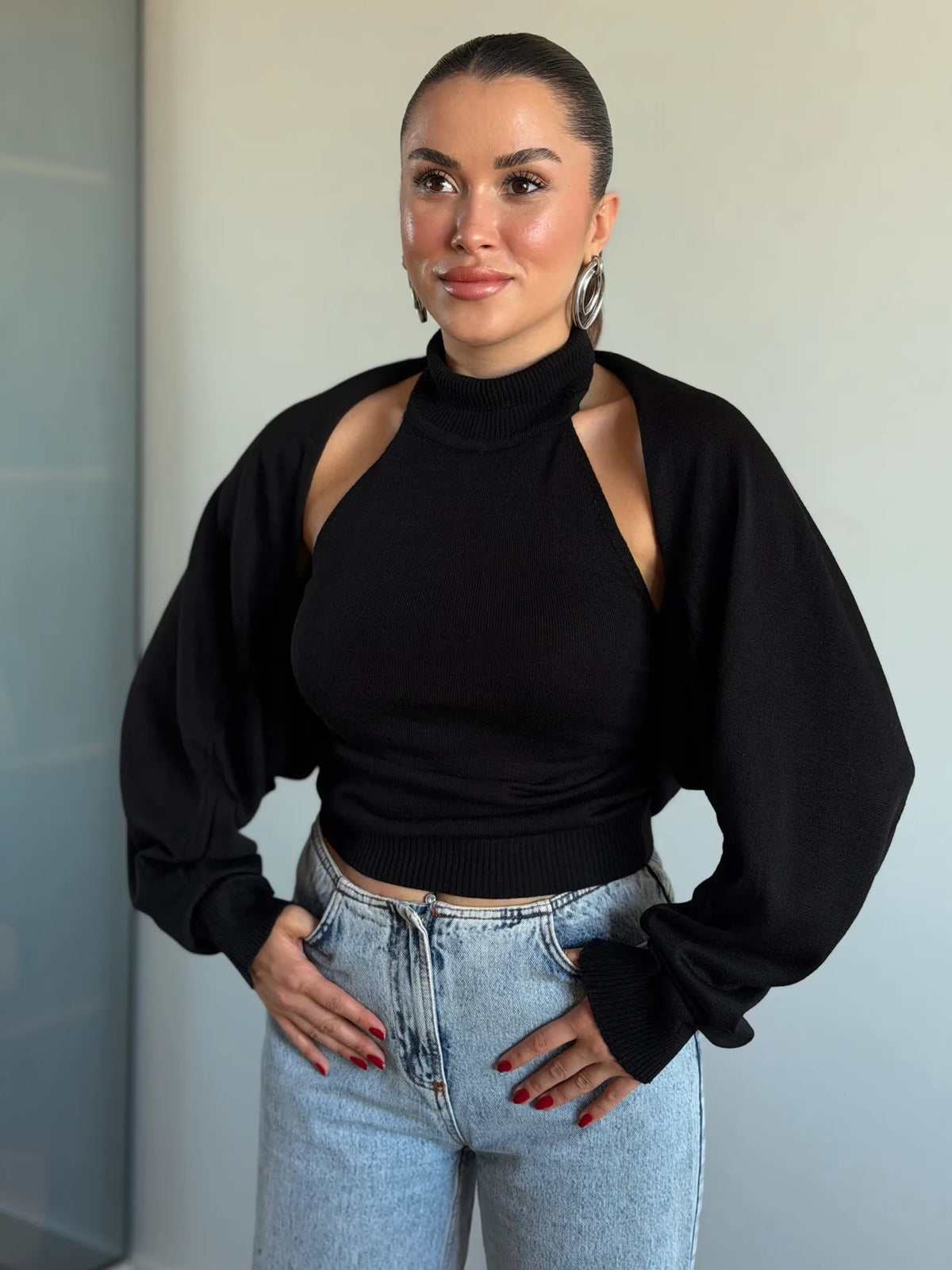 Alexa Knitted Blouse with Coordinated Shrug