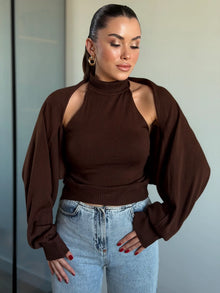 Alexa Knitted Blouse with Coordinated Shrug