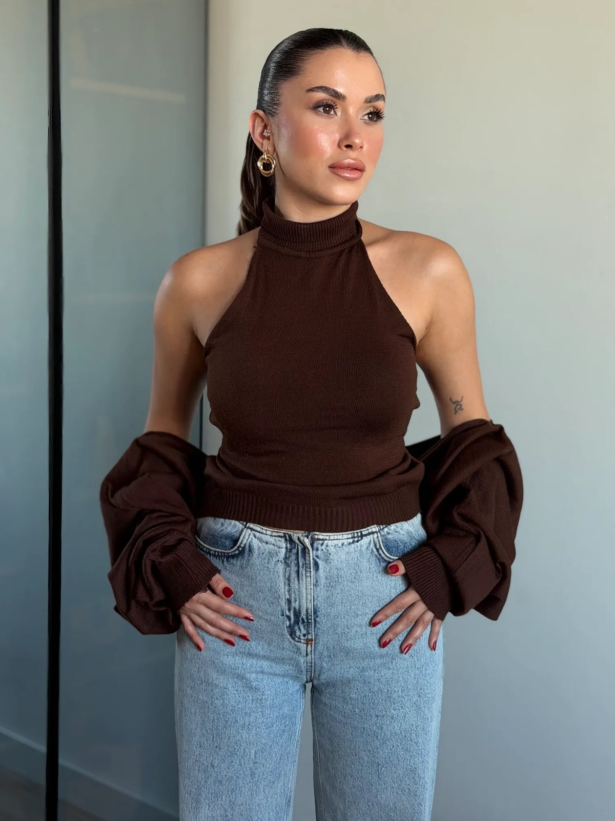 Alexa Knitted Blouse with Coordinated Shrug