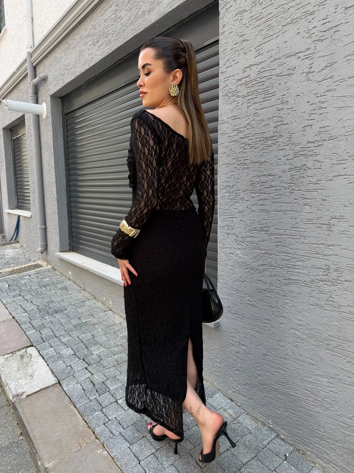 Kelsey Jewel Collar Mesh Dress