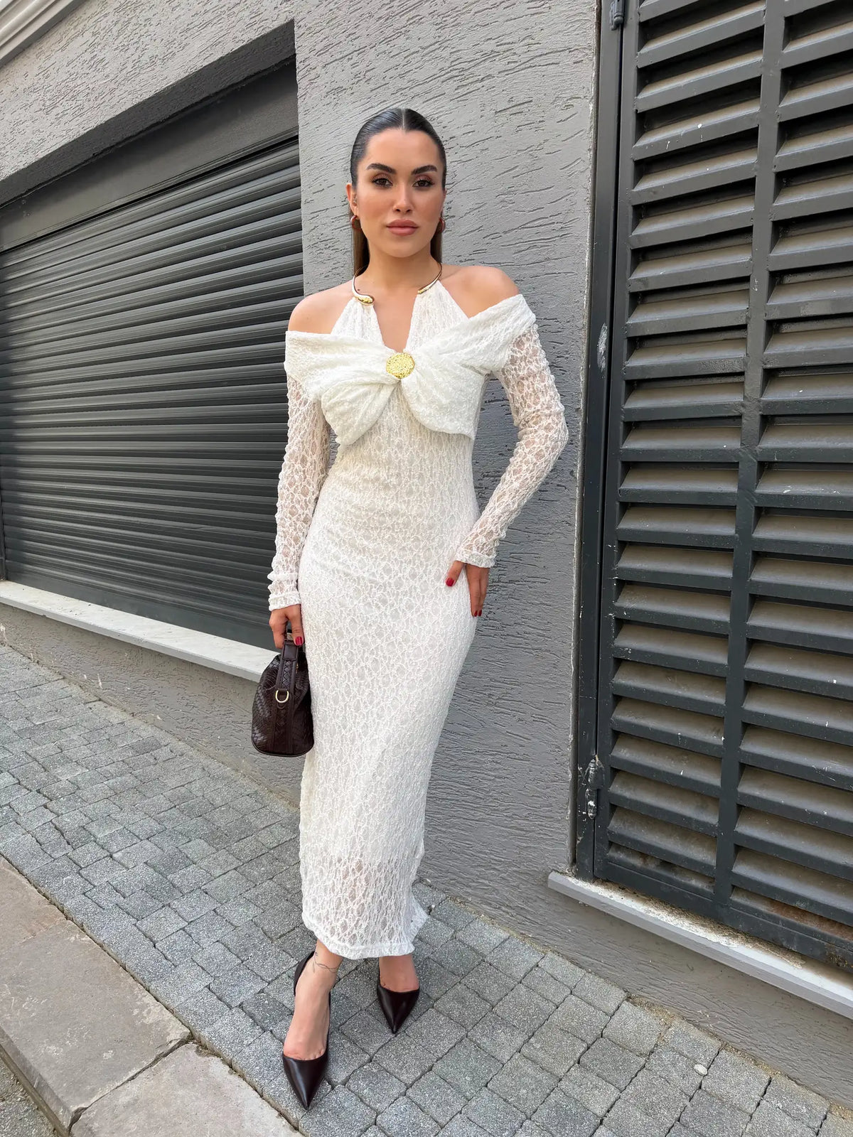 Kelsey Jewel Collar Mesh Dress