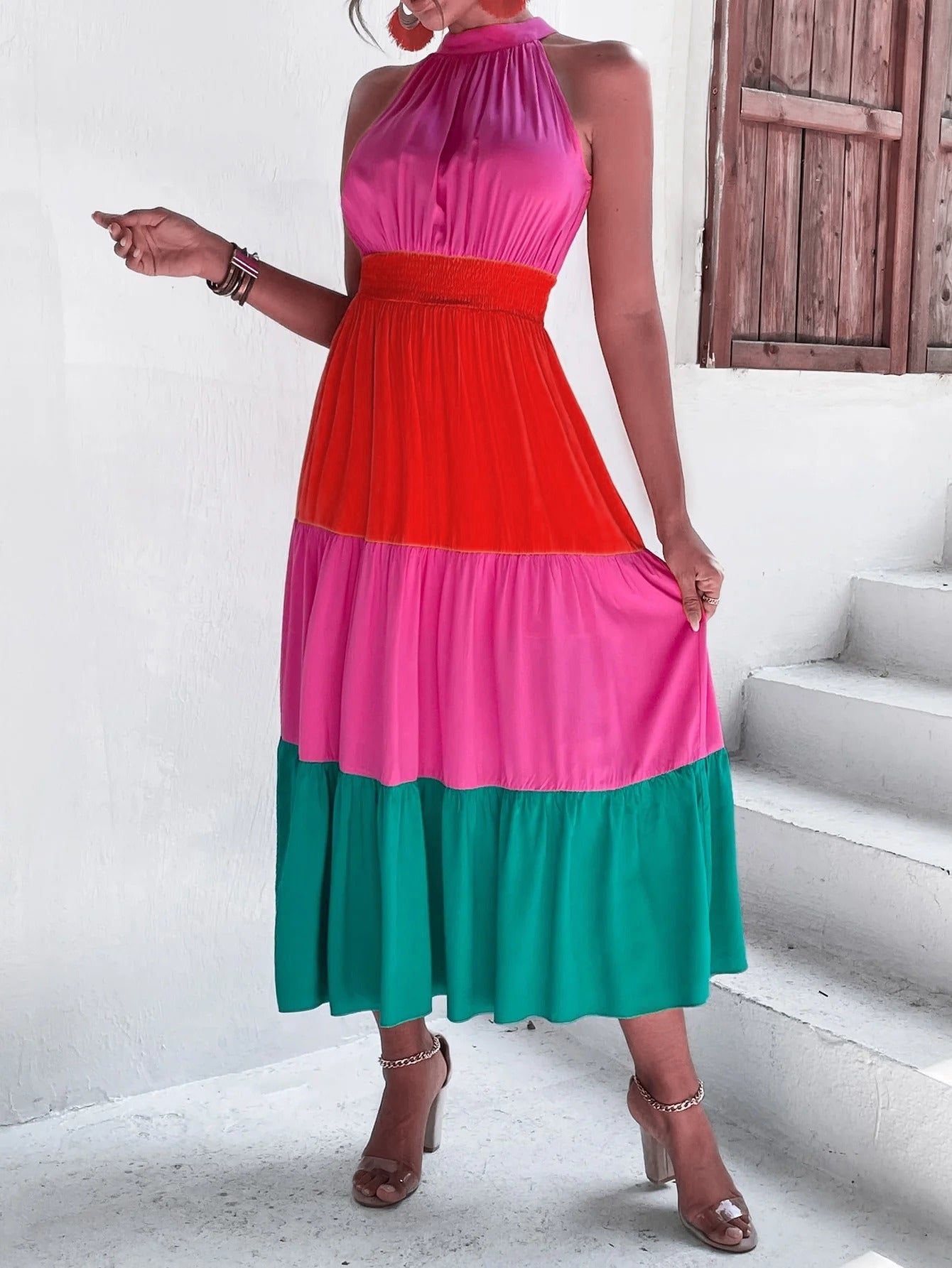 Flamingo Colorblock Dress