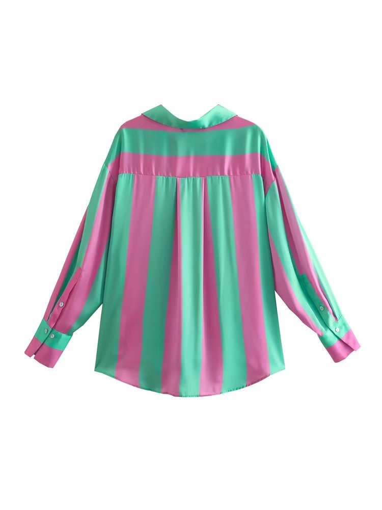 Claire Color Block Satin Shirt