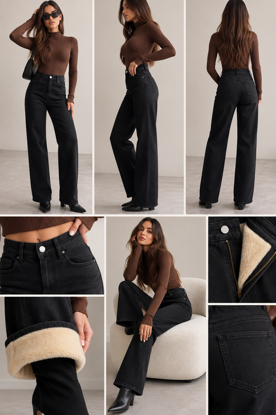 Julien Fleece Denim High Waisted Jeans details