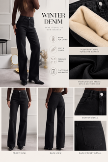 Julien Fleece Denim High Waisted Jeans features