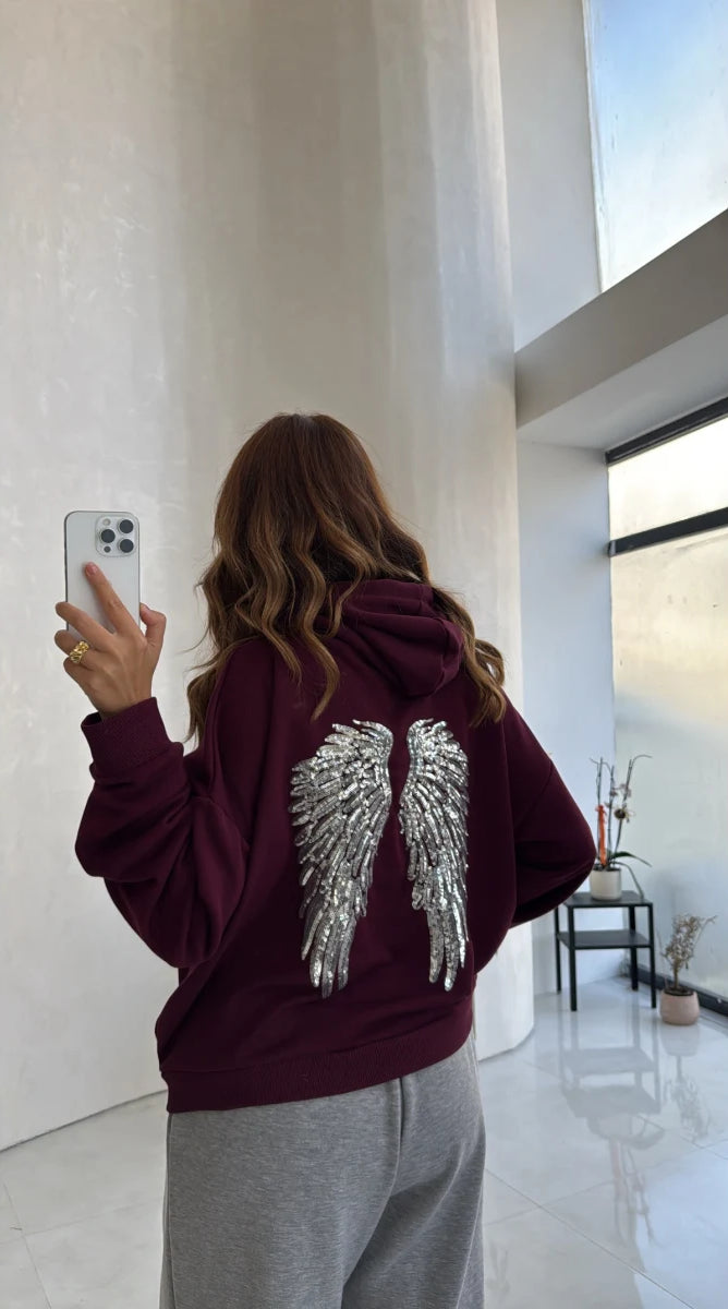 Angelic Wing Stone Work Sweatshirt