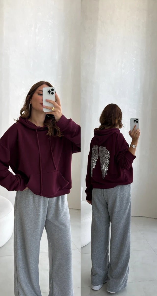 Angelic Wing Stone Work Sweatshirt