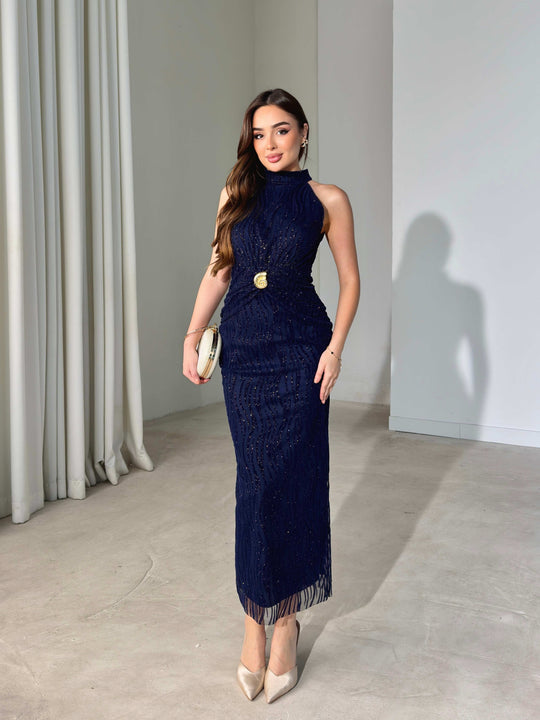 Estrella Halter Neck Maxi Dress