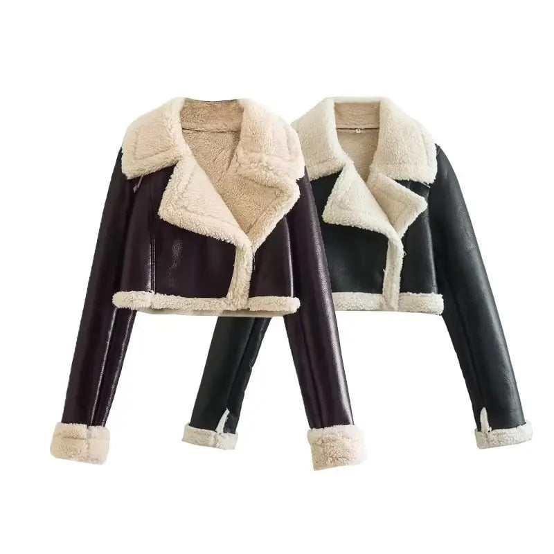 Yalda Short Jacket with faux leather finish