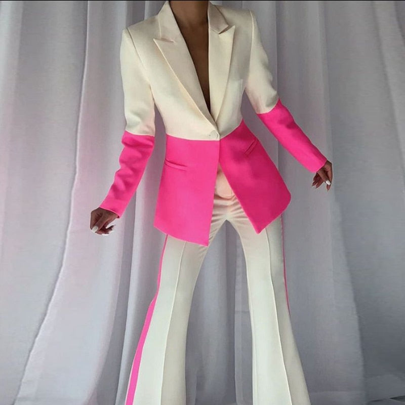 Naomi Color Contrasting Blazer Set
