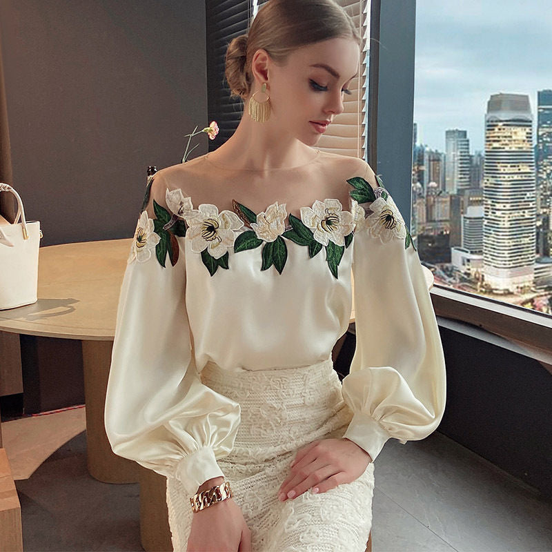Brittany Floral Embroidered Designer Blouse