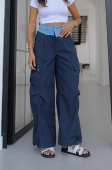 Daniella Parachute Pants with Contrasting Waist Band