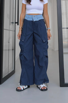 Daniella Parachute Pants with Contrasting Waist Band