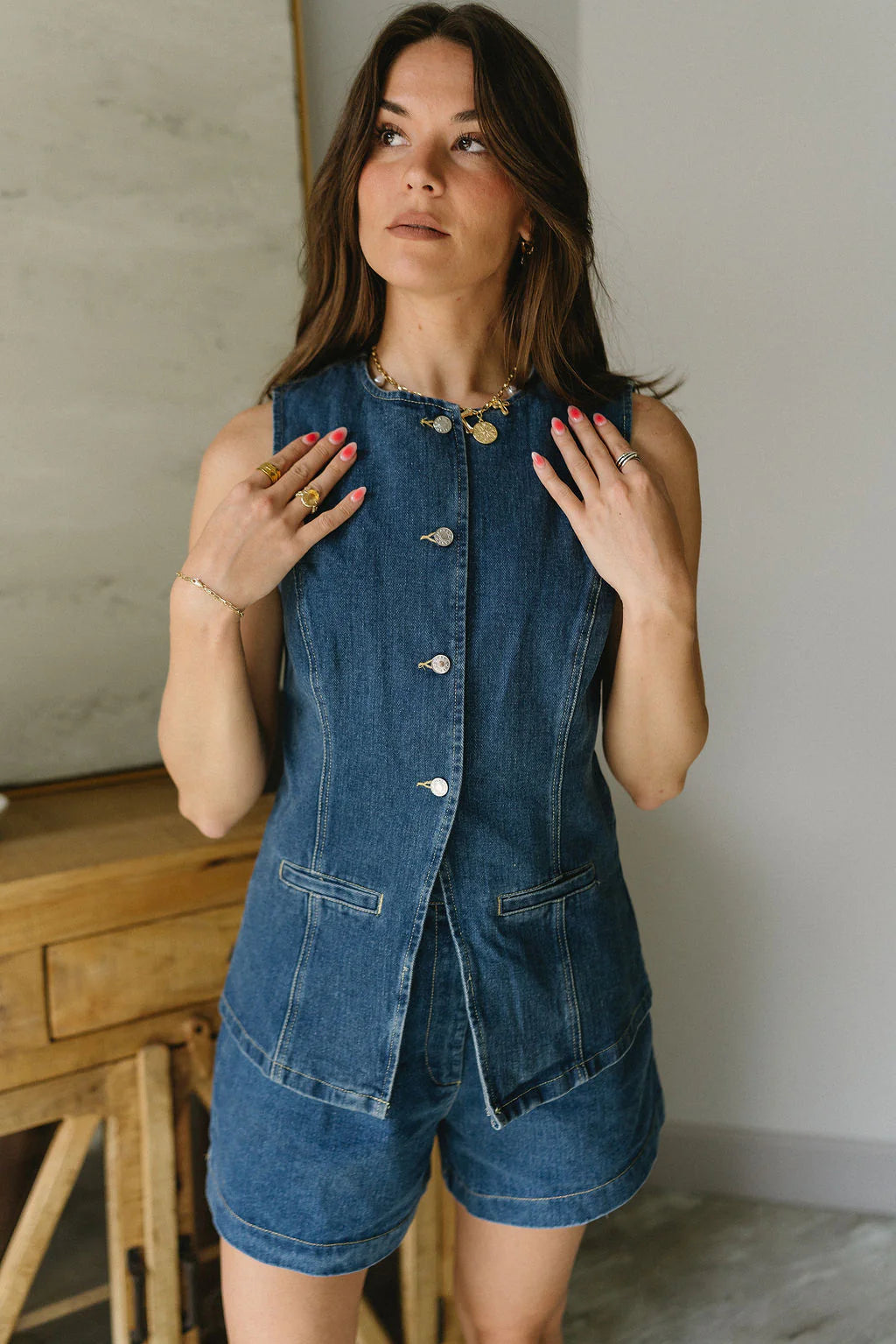 Adelaide Denim Shorts Set