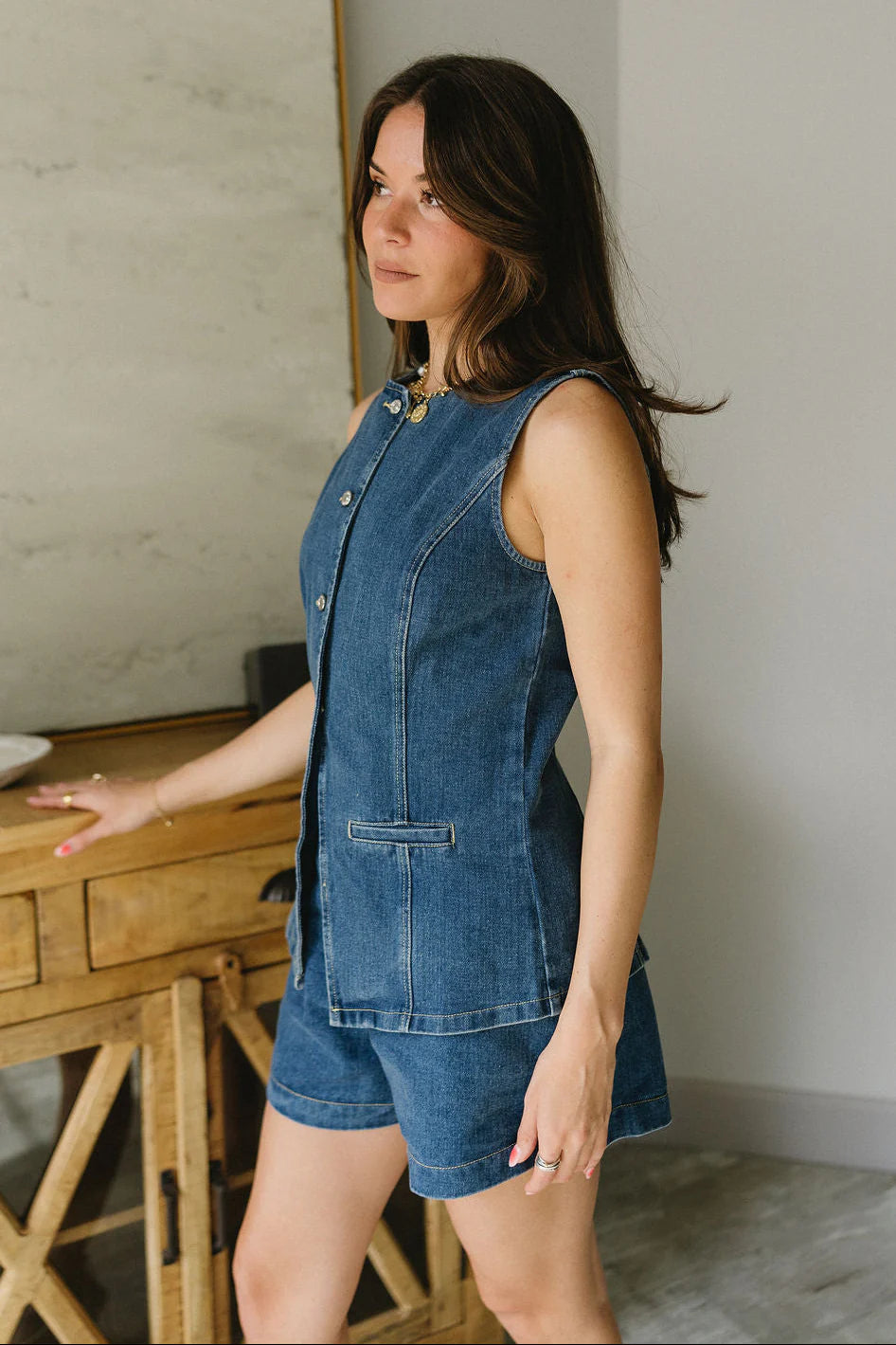 Adelaide Denim Shorts Set