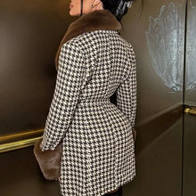 Jessica Plaid Woolen Coat with Fur Collar