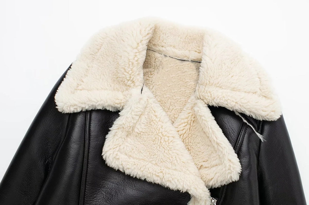 Yalda Short Jacket with faux leather finish