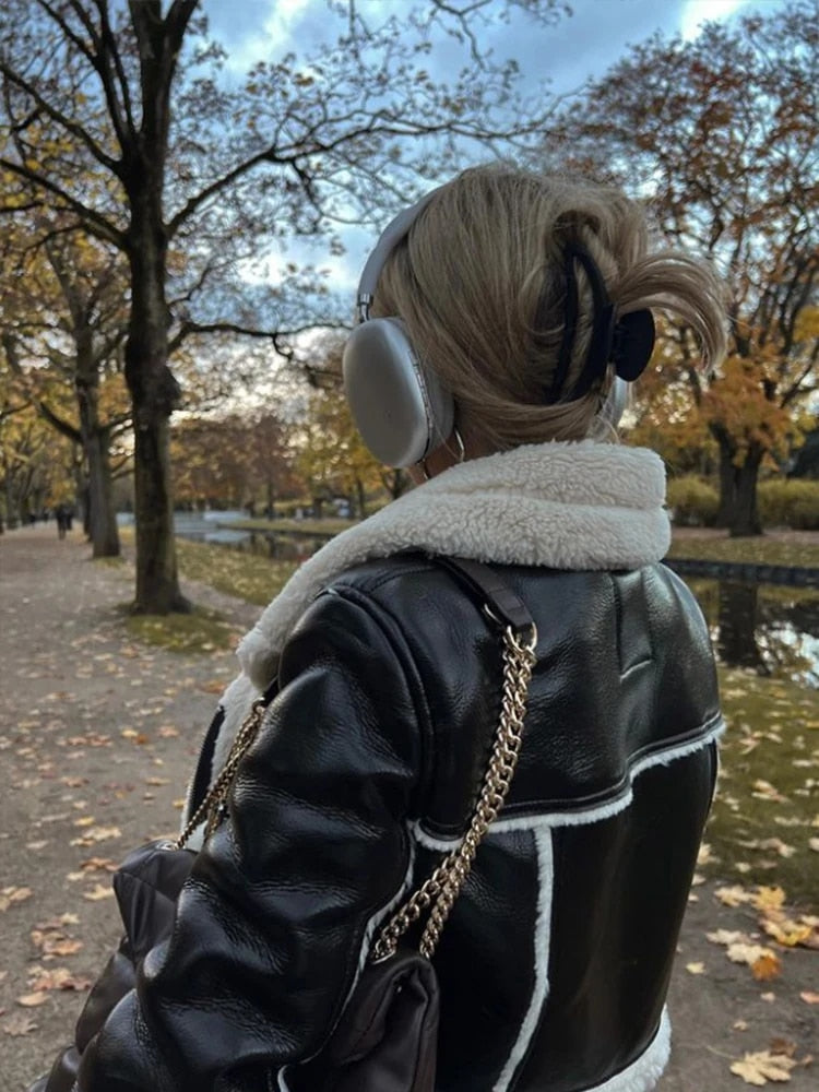 Yalda Short Jacket with faux leather finish