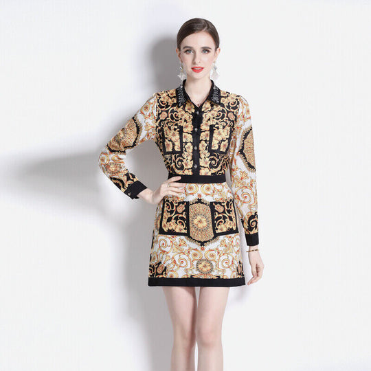 Audrina Vintage Blouse and Skirt Set