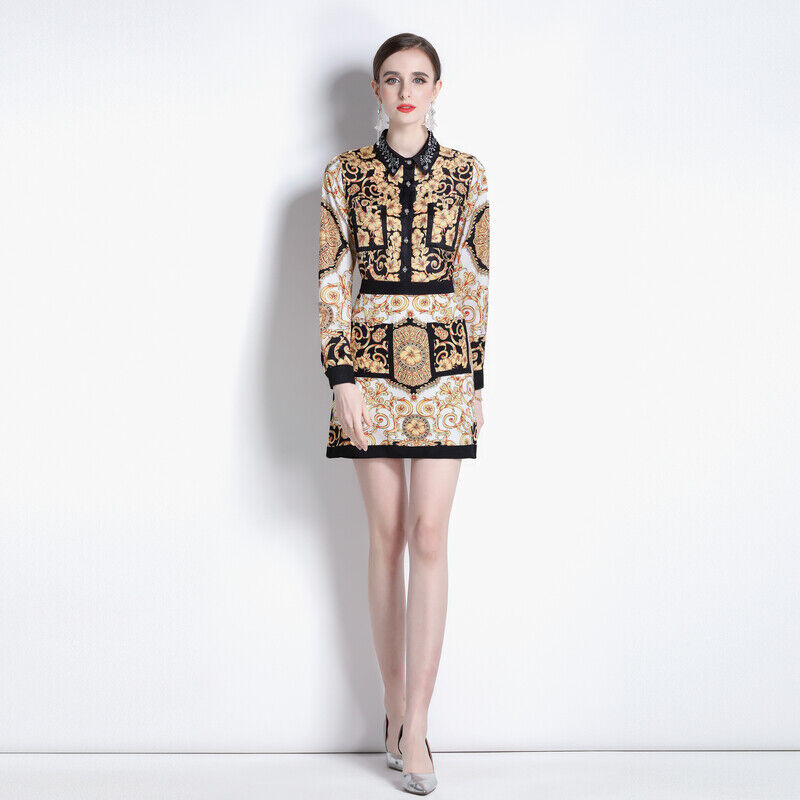 Audrina Vintage Blouse and Skirt Set