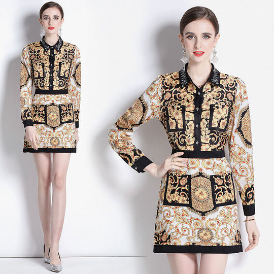 Audrina Vintage Blouse and Skirt Set