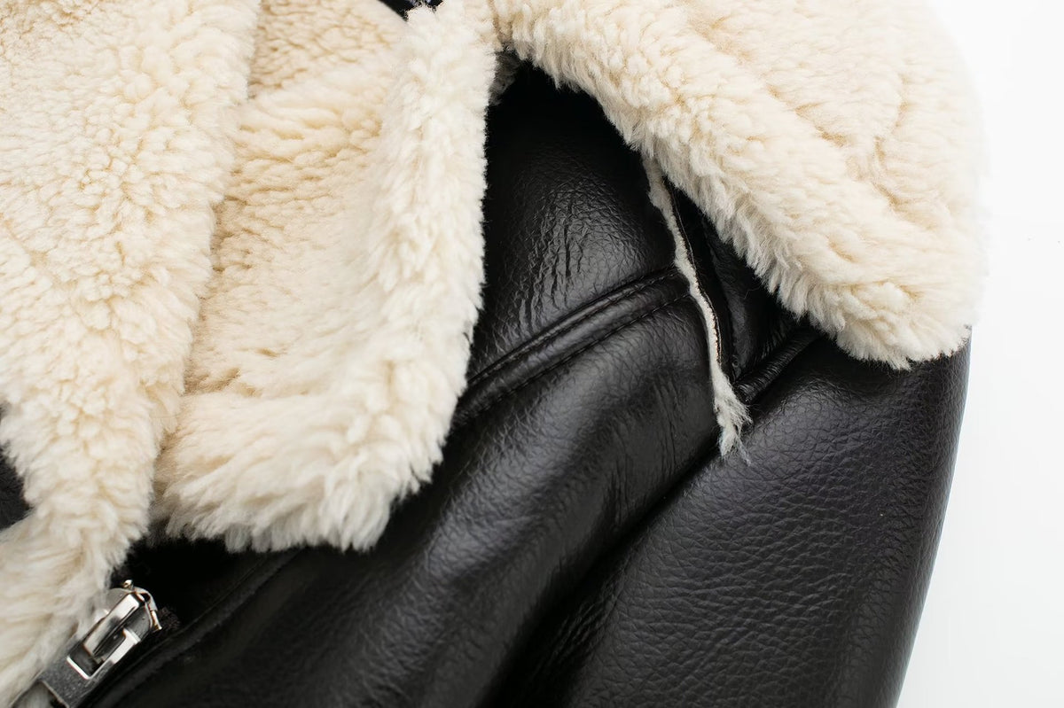 Yalda Short Jacket with faux leather finish