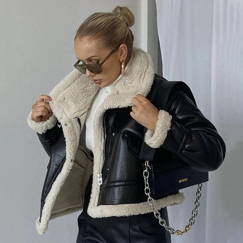 Alba leather Jacket with fur