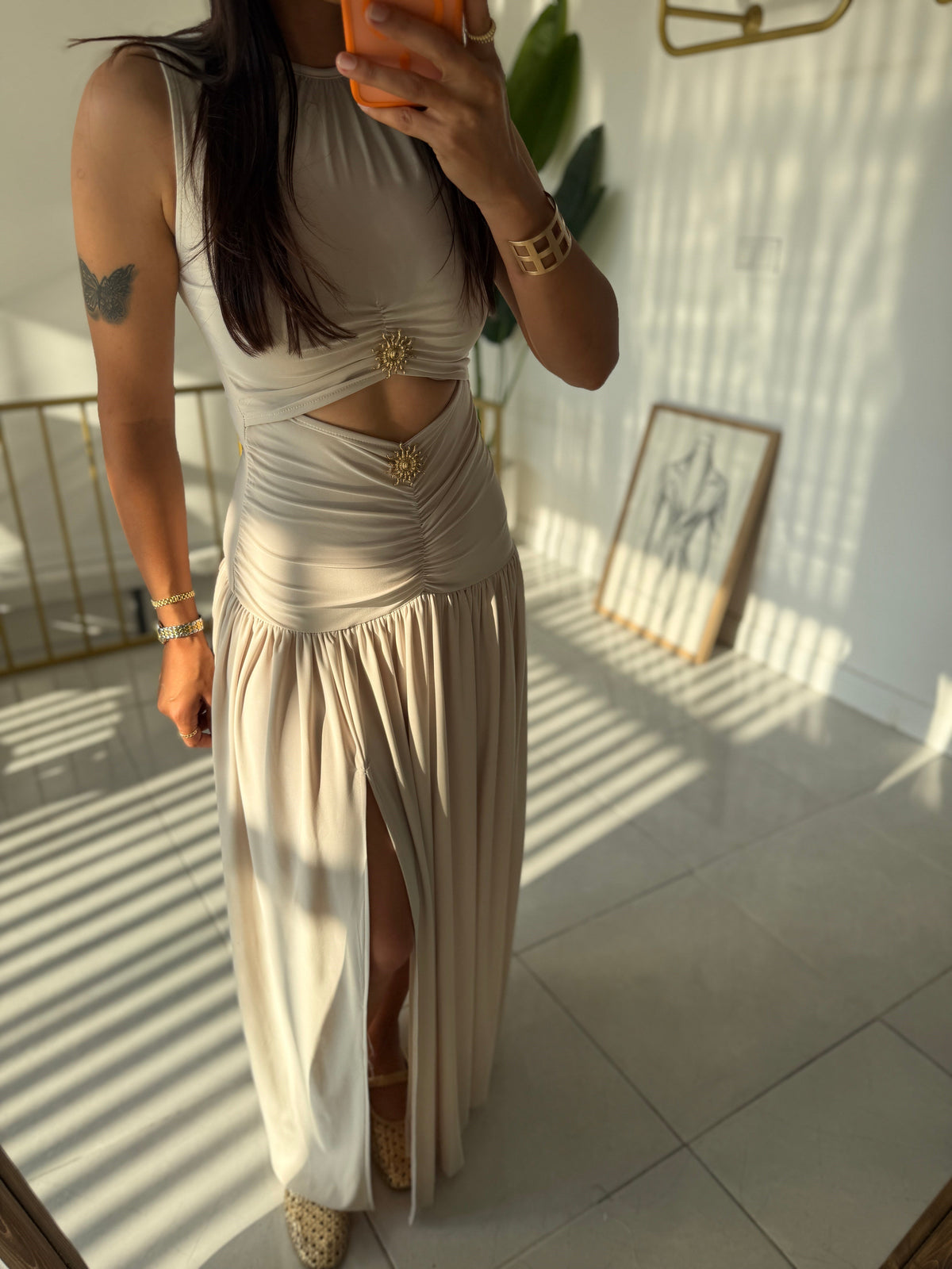 Leslie Drop Waist Draped Dress