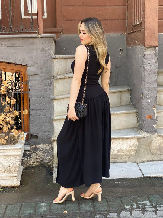 Leslie Drop Waist Draped Dress