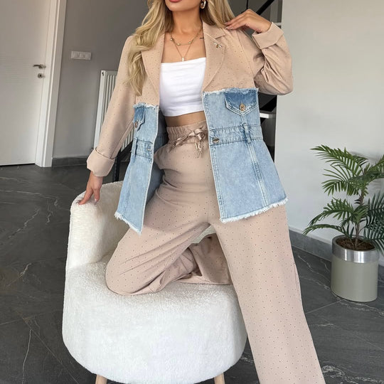 Zia Color Contrasting Blazer Set