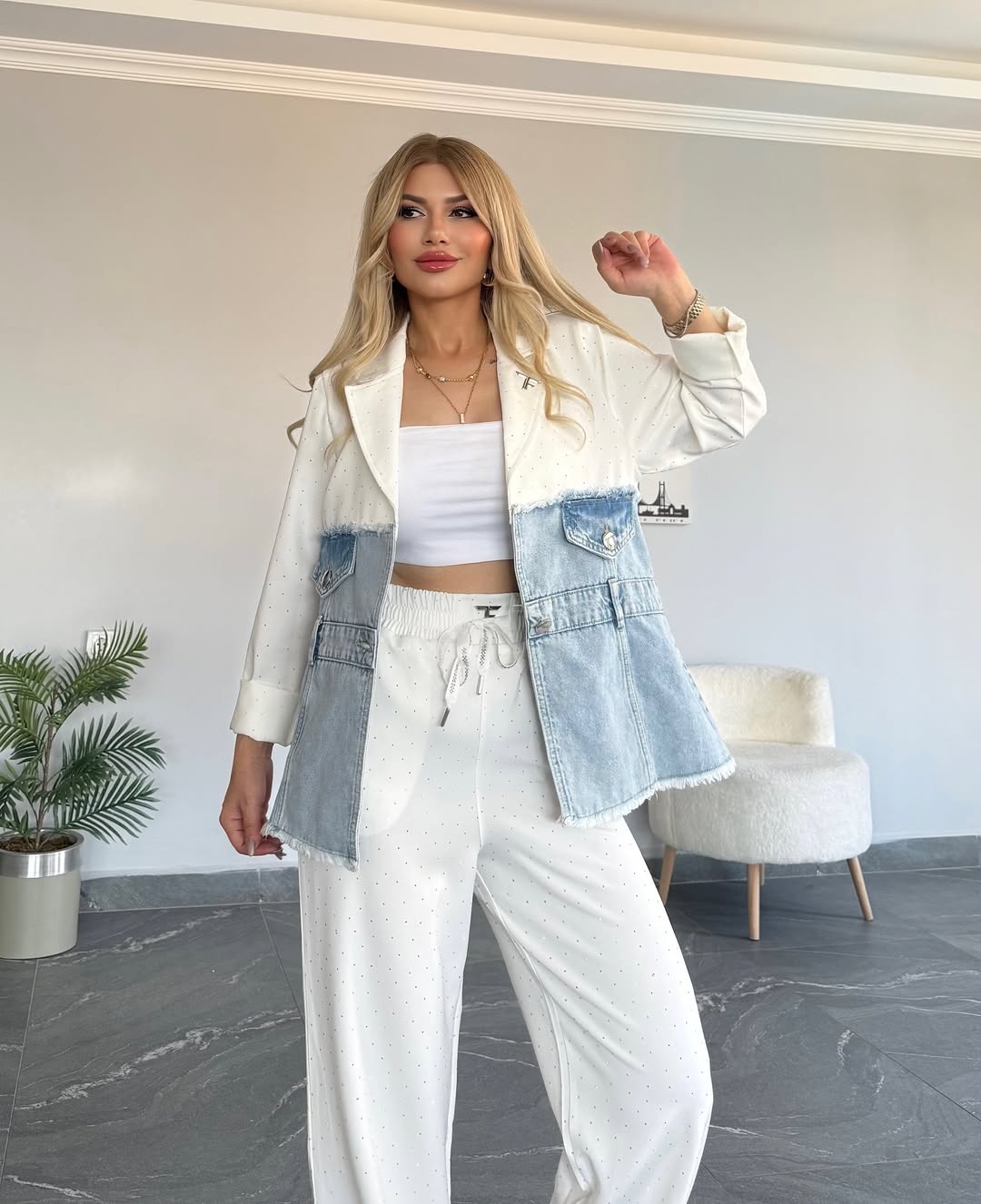 Zia Color Contrasting Blazer Set