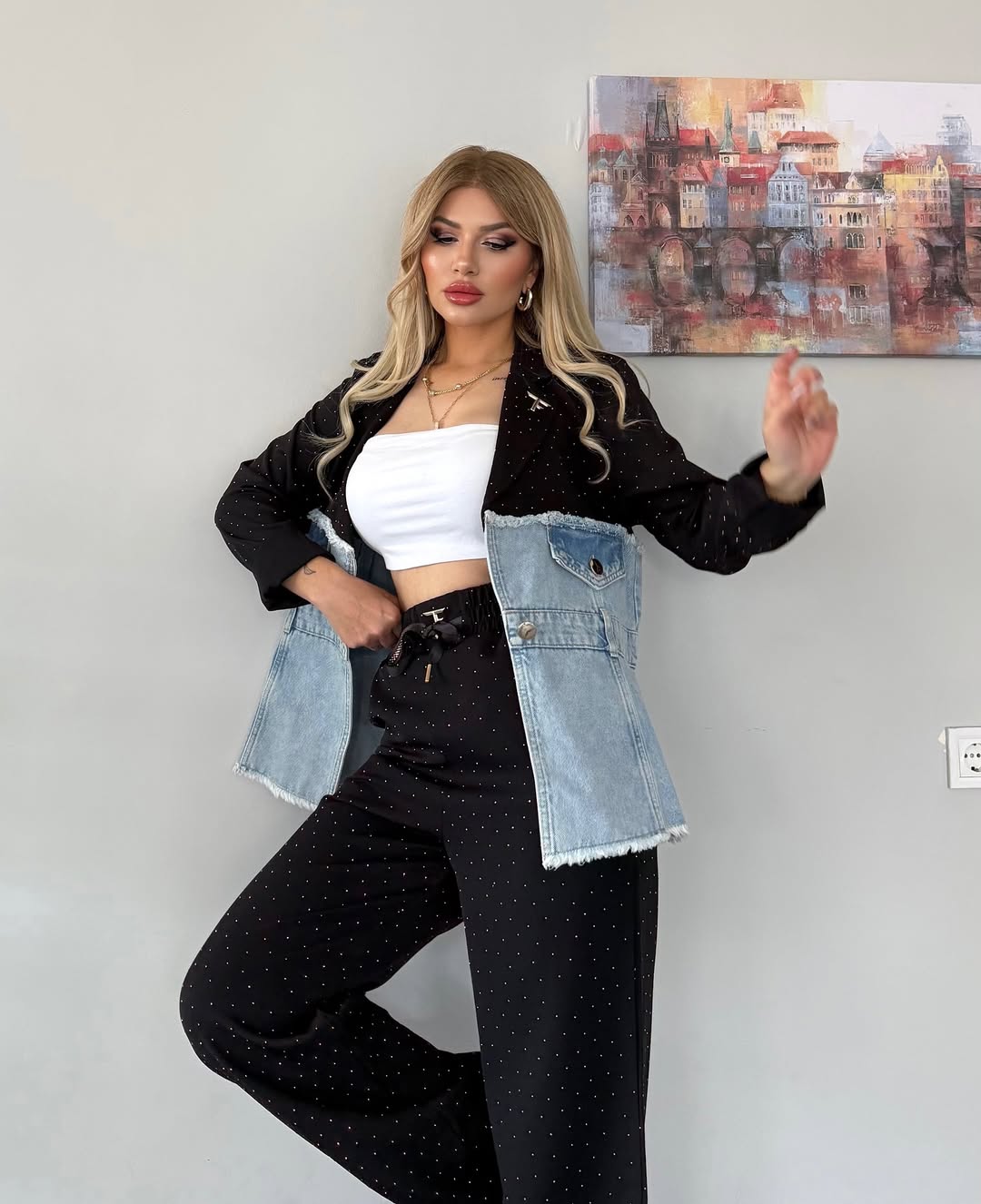 Zia Color Contrasting Blazer Set