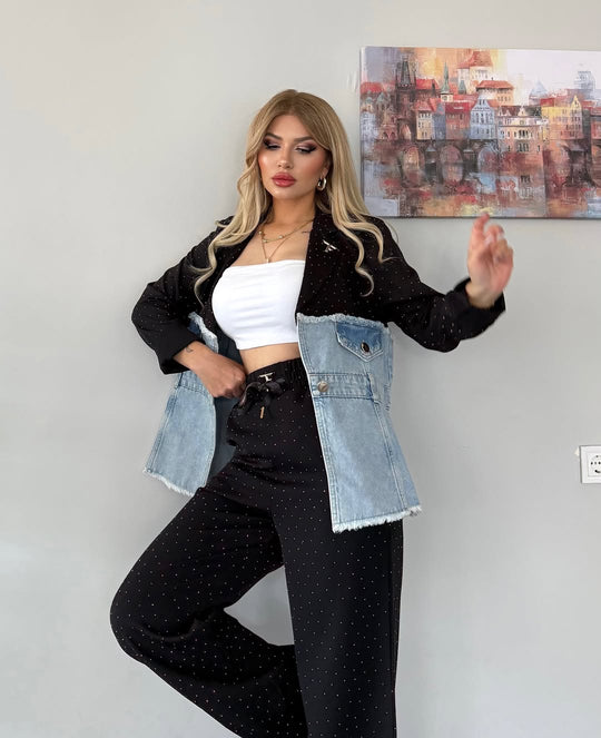 Zia Color Contrasting Blazer Set