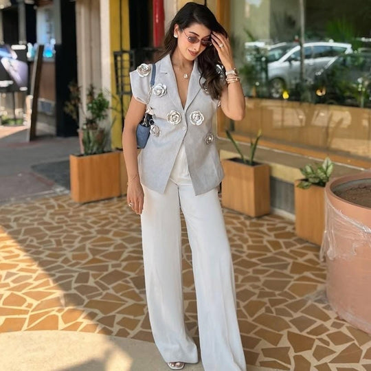 Barbella Embellished 3D Flower Blazer