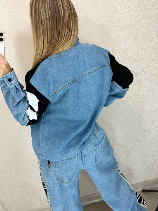 Norie Patchwork Denim Jogger Set
