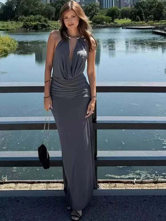 Justina Jewel Collar Bodycon Maxi Dress