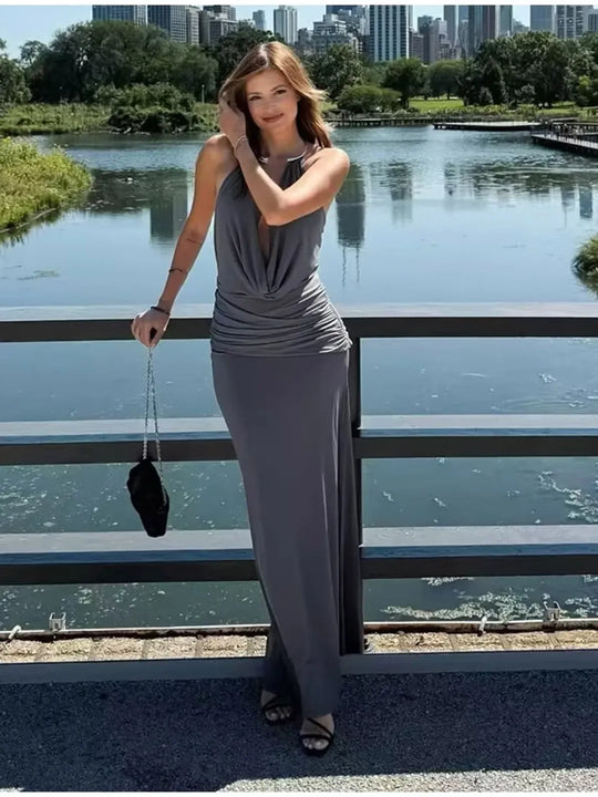 Justina Jewel Collar Bodycon Maxi Dress