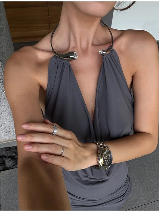 Justina Jewel Collar Bodycon Maxi Dress