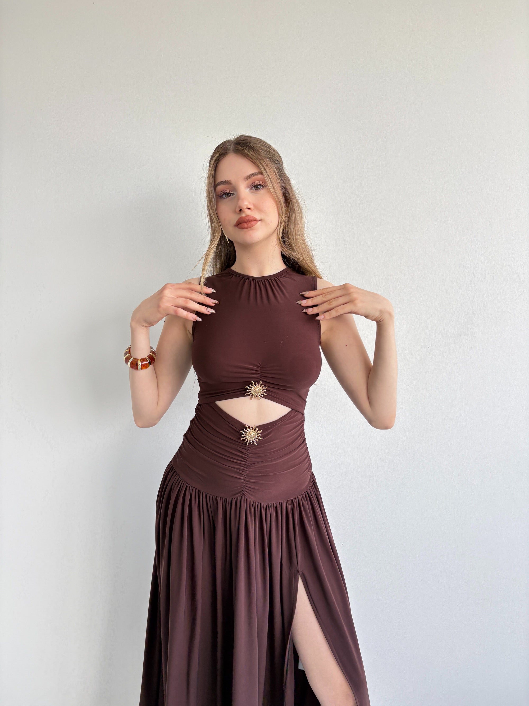 Leslie Drop Waist Draped Dress