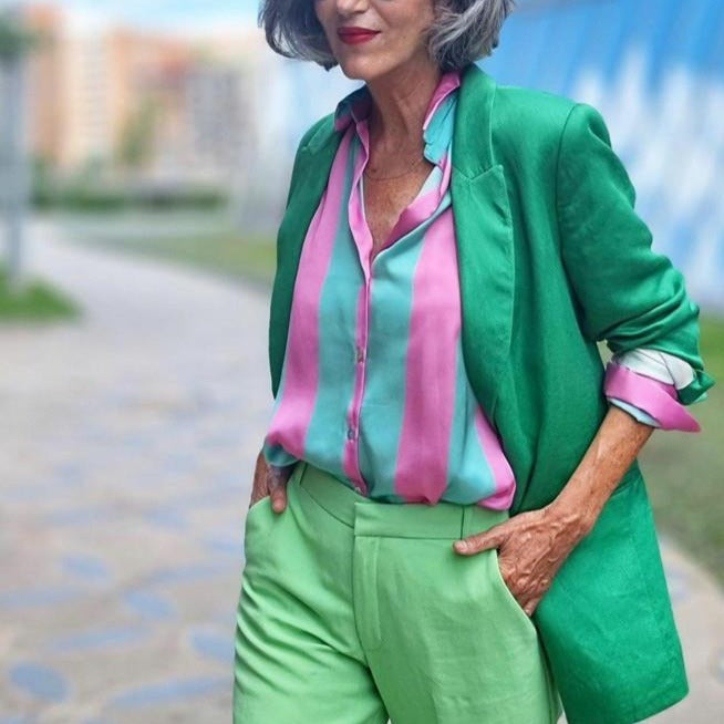 Claire Color Block Satin Shirt