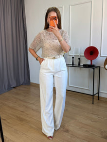 Seville Sequined Open Work Blouse