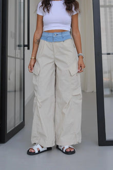 Daniella Parachute Pants with Contrasting Waist Band