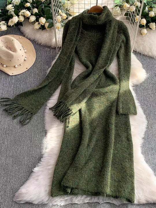 Bianca luxury Woolen Dress with Scarf